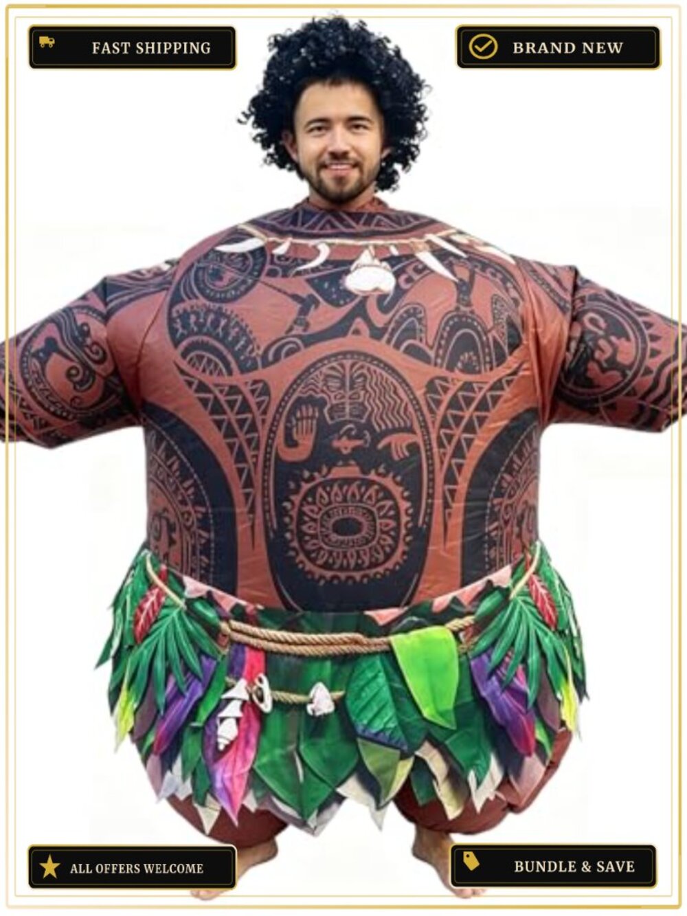 Inflatable Maui Costume Adult Men Halloween Luau Blow Up Suit